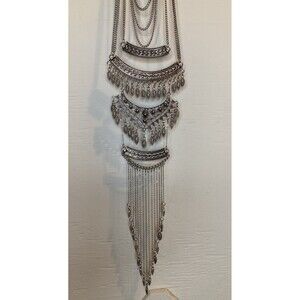 FREE PEOPLE Rapture Silver Tone Boho Layered Statement Necklace NEW! Retail $68